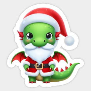 Cute green Santa dragon Sticker
